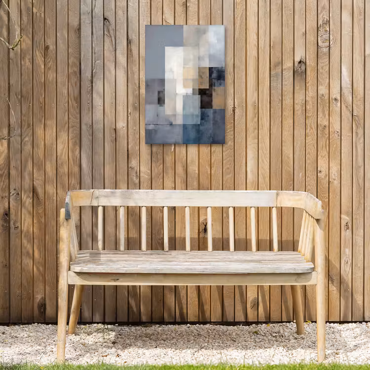 Rechthoeken - Abstract - Blauw Tuinposter op houten frame 2 cm dik klein -sfeer4