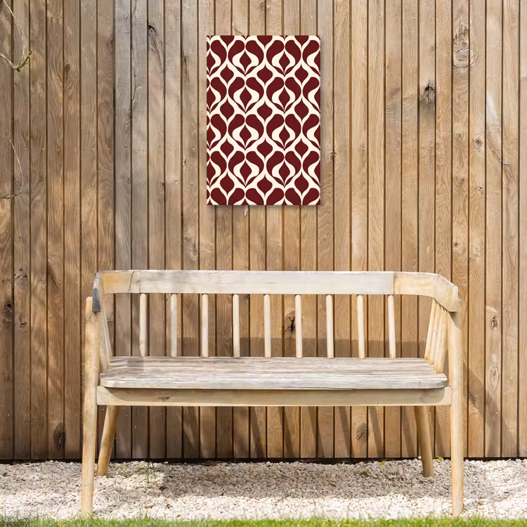 Rood - Druppelpatroon - Grafisch Tuinposter op houten frame 2 cm dik klein 841 -sfeer4