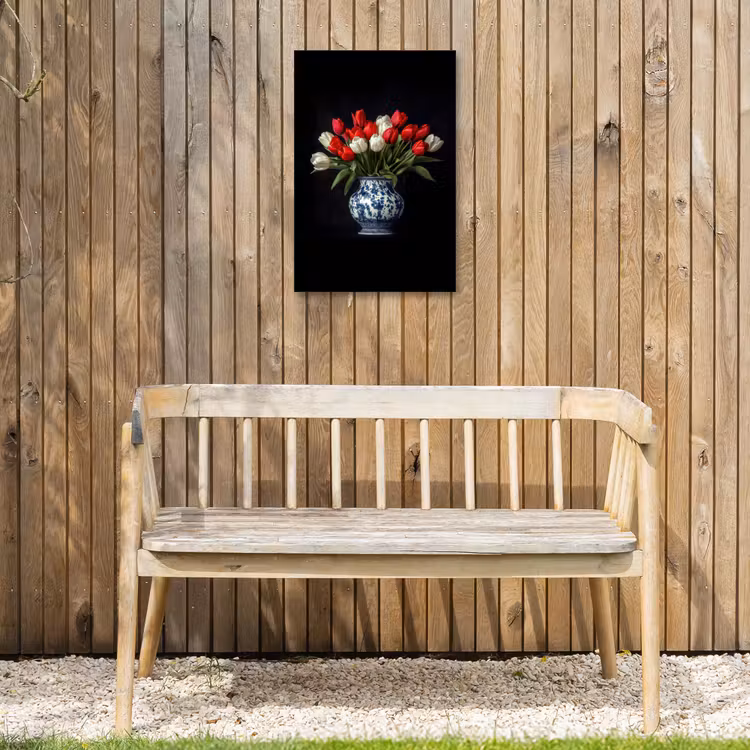 Rode - Bloemen - Tulpen - Vaas Tuinposter op houten frame 2 cm dik klein -sfeer4