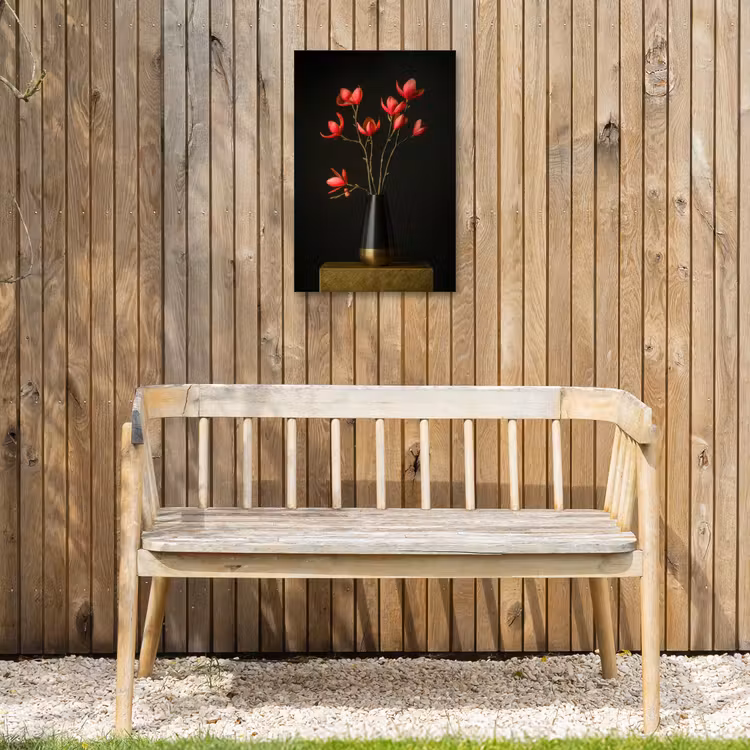 Rode - Bloemen - Vaas Tuinposter op houten frame 2 cm dik klein -sfeer4