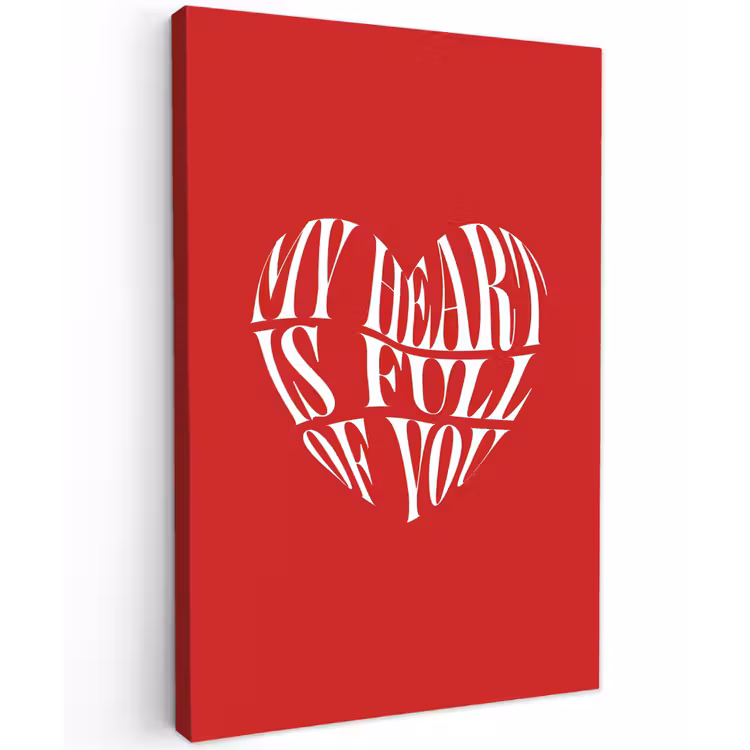 Rood - Hart- Tekst - Valentijn Tuinposter op houten frame 2 cm dik klein -3d