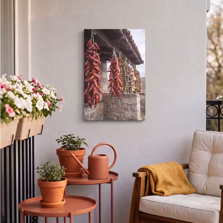 Outdoor Canvas Print - Red Peppers - Food - Rode pepers - Eten Tuinposter op houten frame 2 cm dik klein