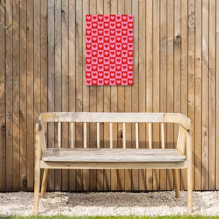 Rood - Roze - Schaakbord - Valentijn Tuinposter op houten frame 2 cm dik klein -sfeer4