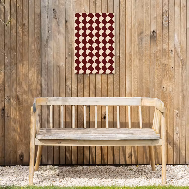 Rood - Tegelpatroon - Crème Tuinposter op houten frame 2 cm dik klein 841 -sfeer4