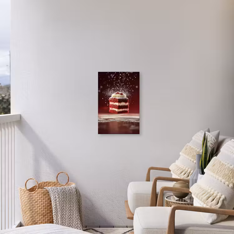 Rode - Velvet - Taart - Eten Tuinposter op houten frame 2 cm dik klein -sfeer1