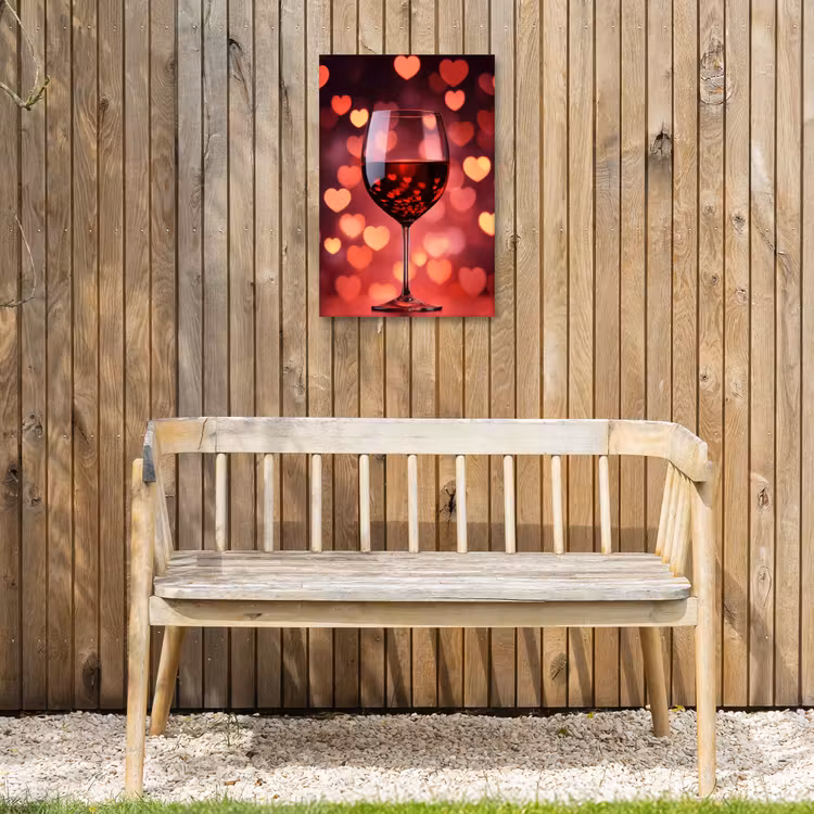 Rood - Wijn - Hartjes Tuinposter op houten frame 2 cm dik klein -sfeer4