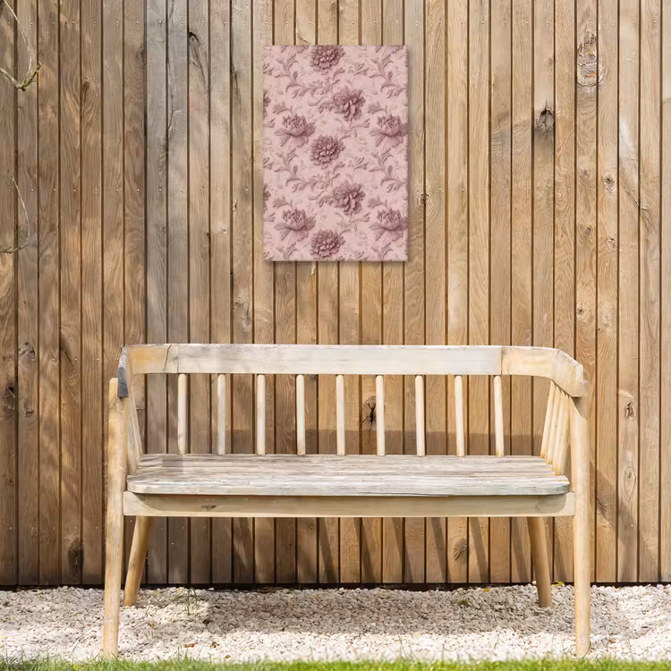 Reliëf - Pioenrozen - Roze Tuinposter op houten frame 2 cm dik klein 841 -sfeer4