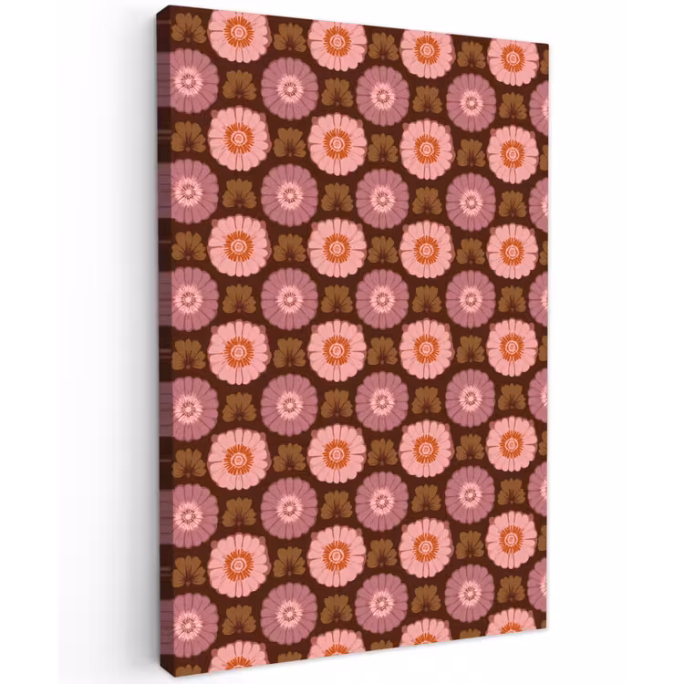 Retro - Madelief - Roze Tuinposter op houten frame 2 cm dik klein 841 -3d