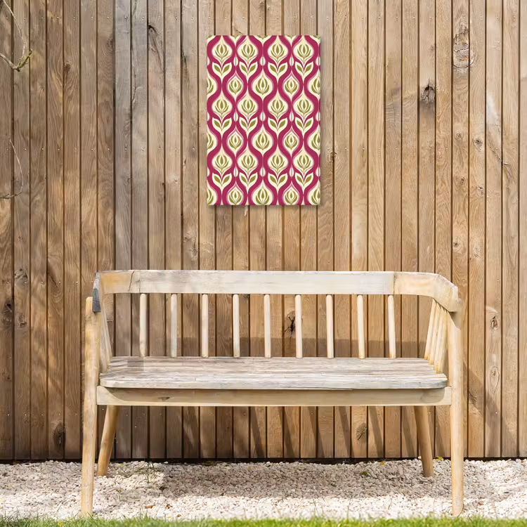 Retro - Floraal - Paars Tuinposter op houten frame 2 cm dik klein 841 -sfeer4