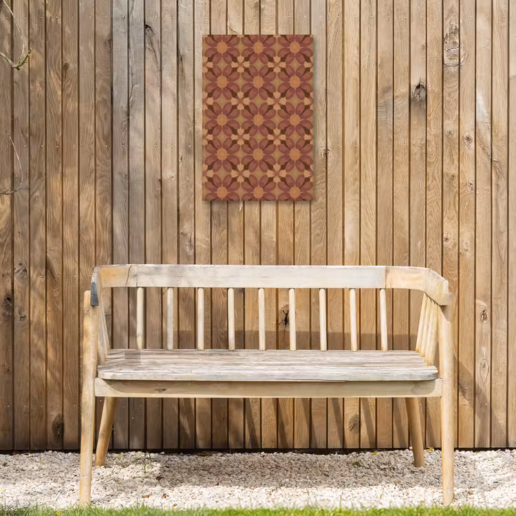 Retro - Bloemen - Bruin Tuinposter op houten frame 2 cm dik klein 841 -sfeer4