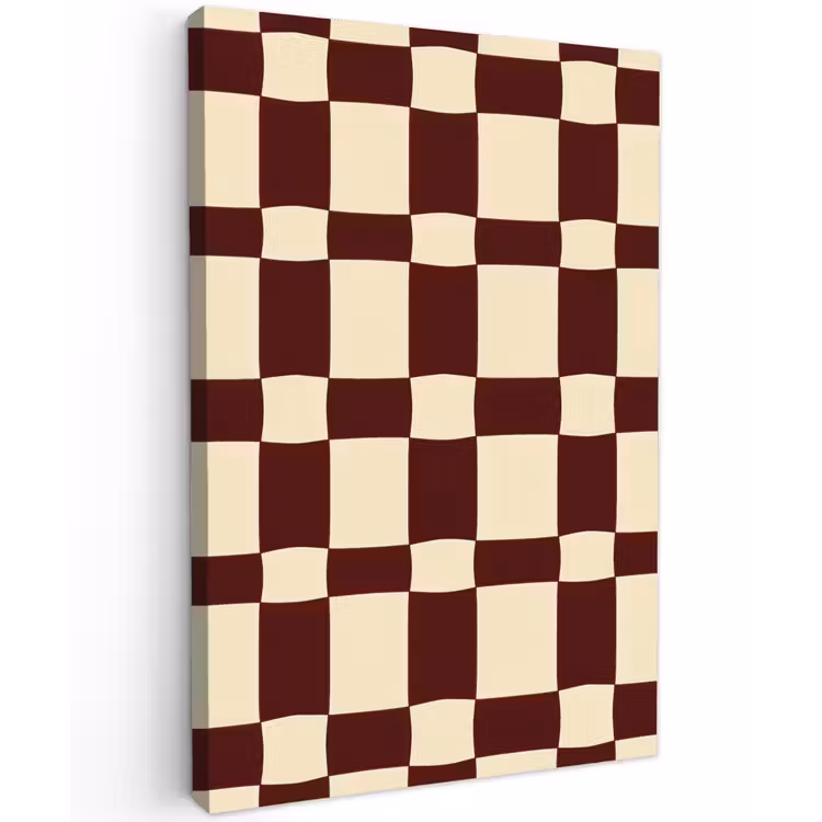 Retro - Patroon - Bruin Tuinposter op houten frame 2 cm dik klein 841 -3d