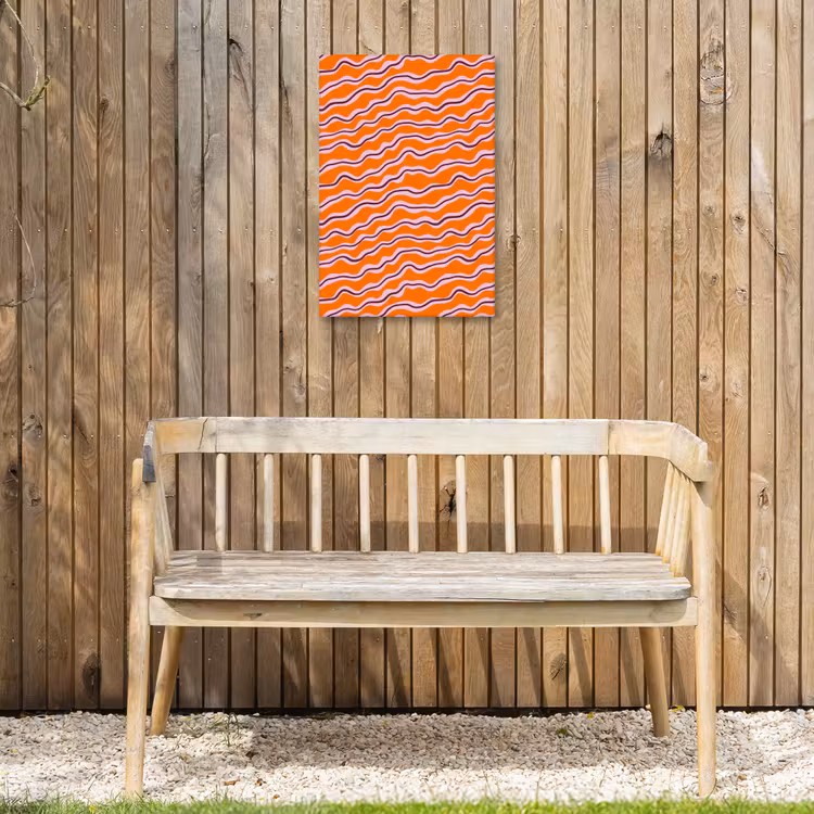 Retro - Golvend - Oranje Tuinposter op houten frame 2 cm dik klein 841 -sfeer4