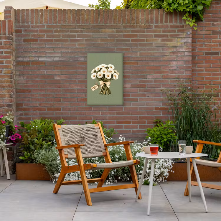 Lint - Boeket - Groen - Quote Tuinposter op houten frame 2 cm dik klein -sfeer3