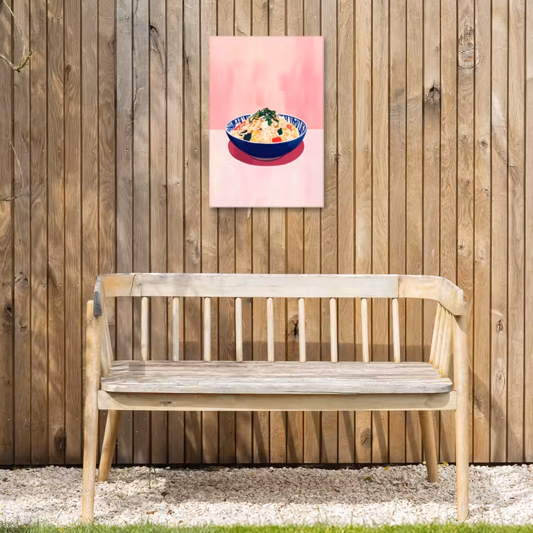 Rijst - Illustratie - Kom - Groente Tuinposter op houten frame 2 cm dik klein -sfeer4