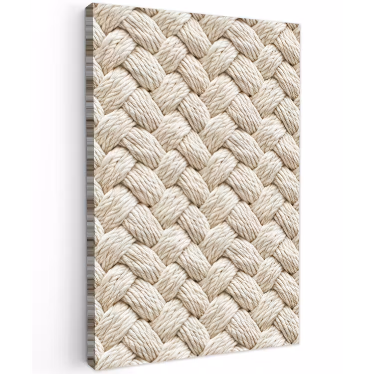 Touw - Gebreid - Beige Tuinposter op houten frame 2 cm dik klein 841 -3d