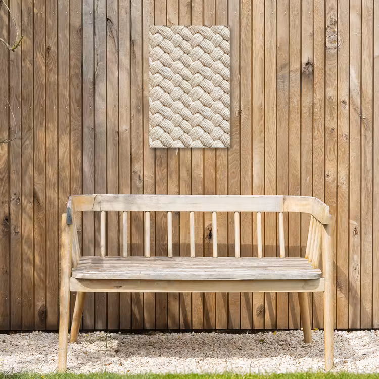Touw - Gebreid - Beige Tuinposter op houten frame 2 cm dik klein 841 -sfeer4