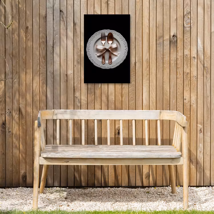 Rose - Strik - Bestek Tuinposter op houten frame 2 cm dik klein -sfeer4