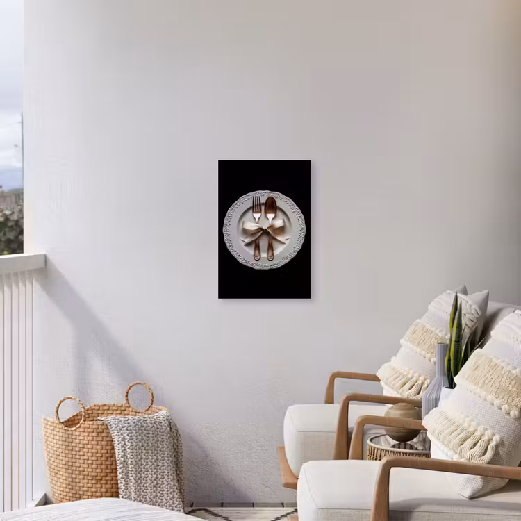 Rose - Strik - Bestek Tuinposter op houten frame 2 cm dik klein -sfeer1