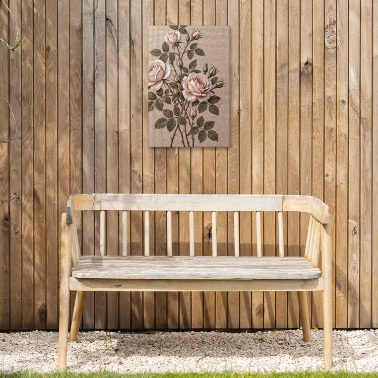 Roos - Mozaïek - Bloemen - Klassiek - Beige Tuinposter op houten frame 2 cm dik klein -sfeer4