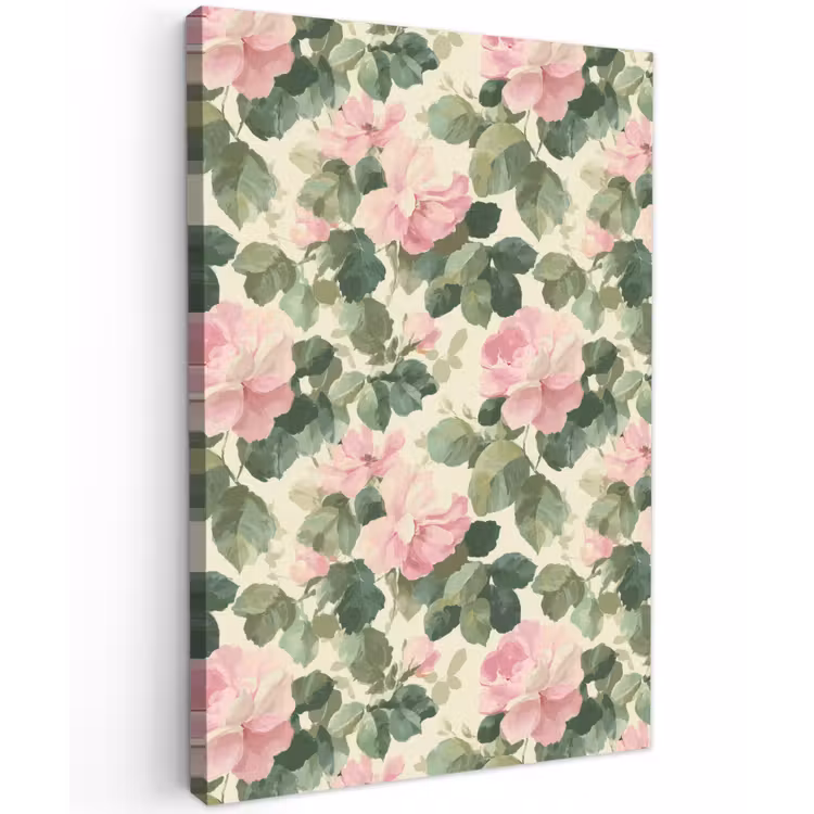 Rozen - Botanisch - Roze Tuinposter op houten frame 2 cm dik klein 841 -3d