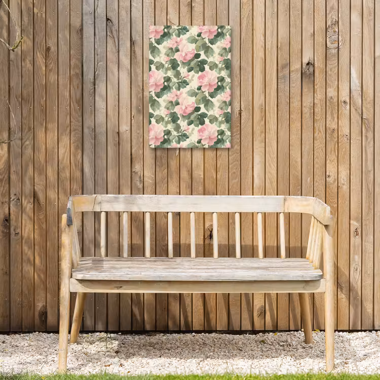 Rozen - Botanisch - Roze Tuinposter op houten frame 2 cm dik klein 841 -sfeer4