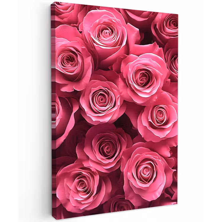 Rozen - Pink - Bloem Tuinposter op houten frame 2 cm dik klein -3d