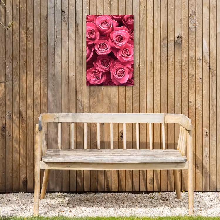 Rozen - Pink - Bloem Tuinposter op houten frame 2 cm dik klein -sfeer4