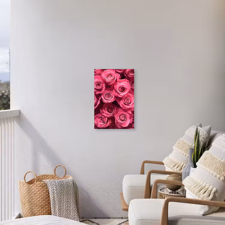 Rozen - Pink - Bloem Tuinposter op houten frame 2 cm dik klein -sfeer1