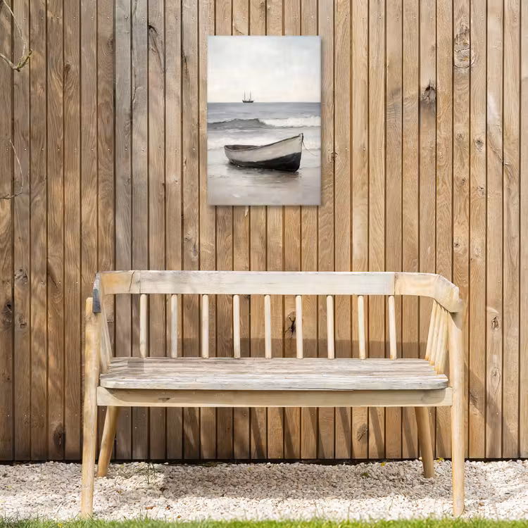 Roeiboot - Zee - Horizon Tuinposter op houten frame 2 cm dik klein -sfeer4