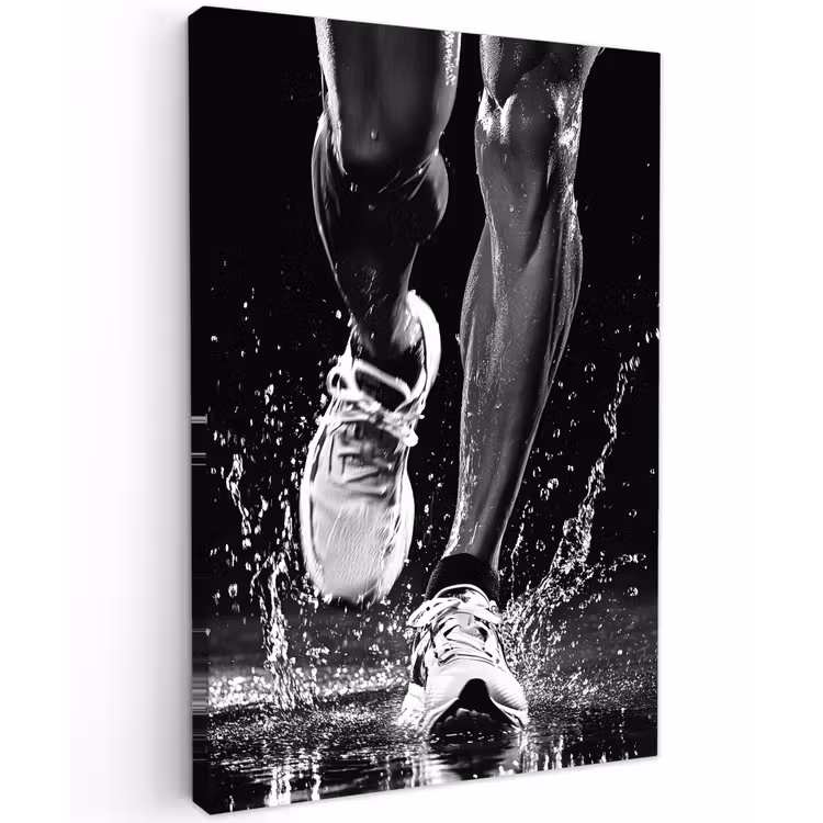 Hardloopschoenen - Rennen - Druppels - Zwart Tuinposter op houten frame 2 cm dik klein -3d