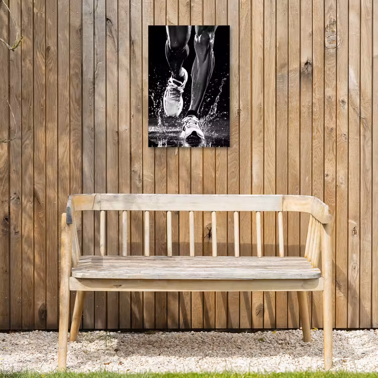 Hardloopschoenen - Rennen - Druppels - Zwart Tuinposter op houten frame 2 cm dik klein -sfeer4