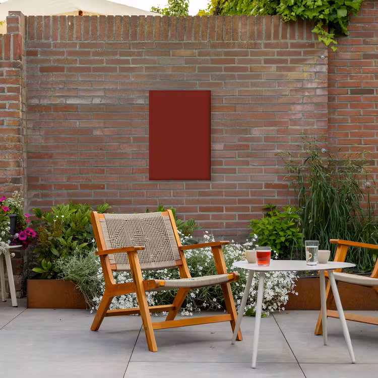 Rustic - Terracotta - Rood Tuinposter op houten frame 2 cm dik klein 841 -sfeer3