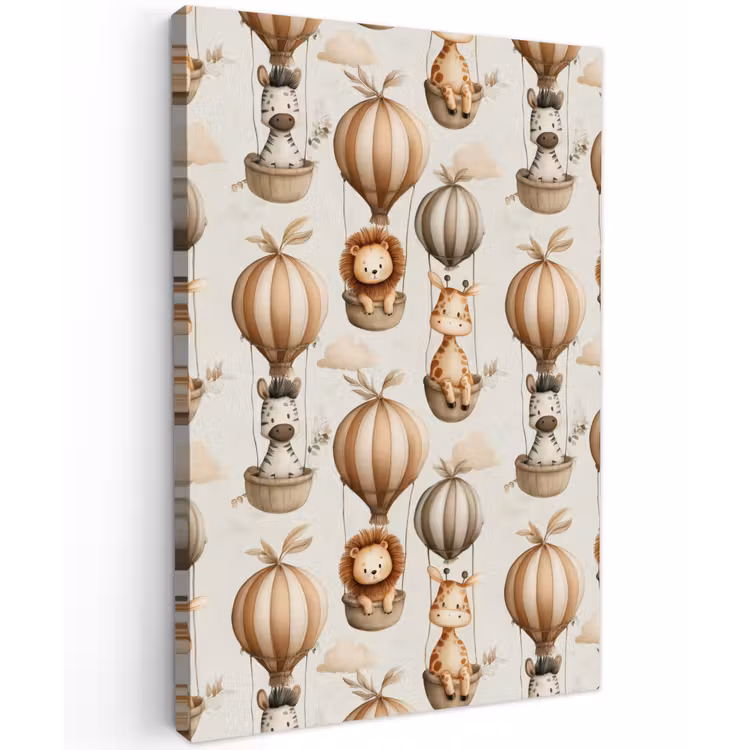 Safari - Luchtballonen - Taupe Tuinposter op houten frame 2 cm dik klein 841 -3d