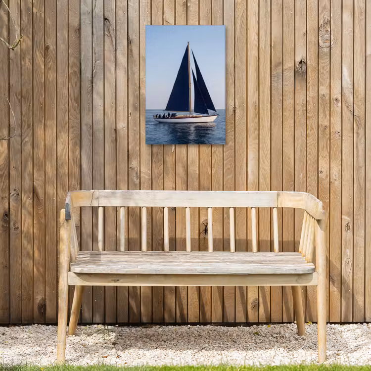Zeilboot - Zee - Blauw Tuinposter op houten frame 2 cm dik klein -sfeer4