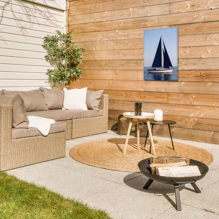 Zeilboot - Zee - Blauw Tuinposter op houten frame 2 cm dik klein -sfeer2