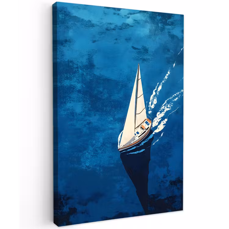 Zeilboot - Water - Abstract - Schaduw Tuinposter op houten frame 2 cm dik klein -3d