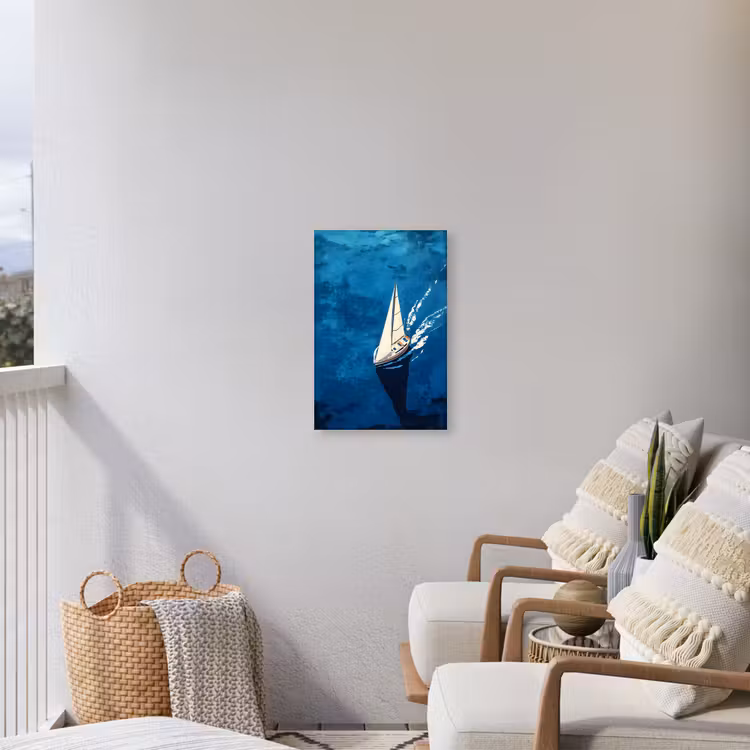 Zeilboot - Water - Abstract - Schaduw Tuinposter op houten frame 2 cm dik klein -sfeer1
