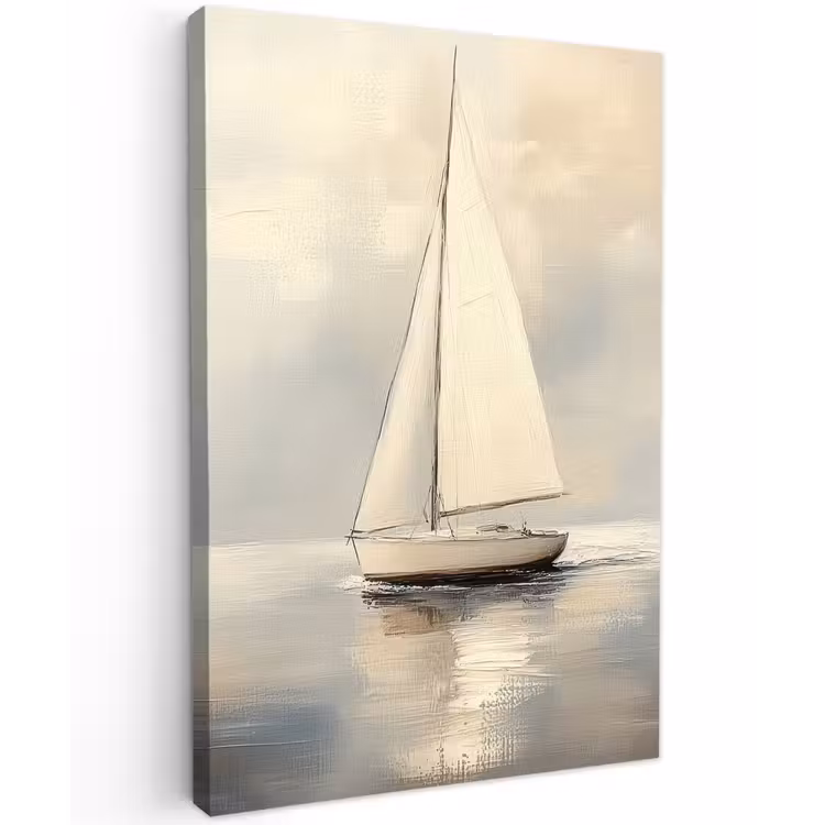Zeilschip - Zee - Bewolkt Tuinposter op houten frame 2 cm dik klein -3d