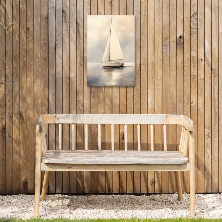 Zeilschip - Zee - Bewolkt Tuinposter op houten frame 2 cm dik klein -sfeer4