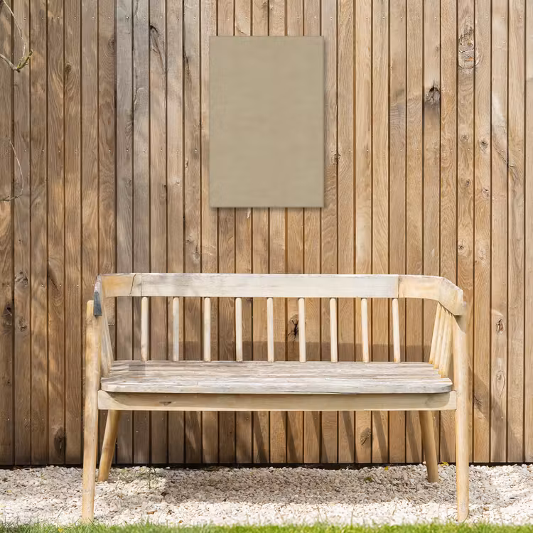 Zandkleur - Korrelige structuur - Beton Tuinposter op houten frame 2 cm dik klein 841 -sfeer4