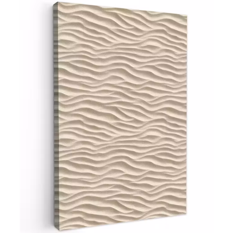 Zand - Golven - Beige Tuinposter op houten frame 2 cm dik klein 841 -3d