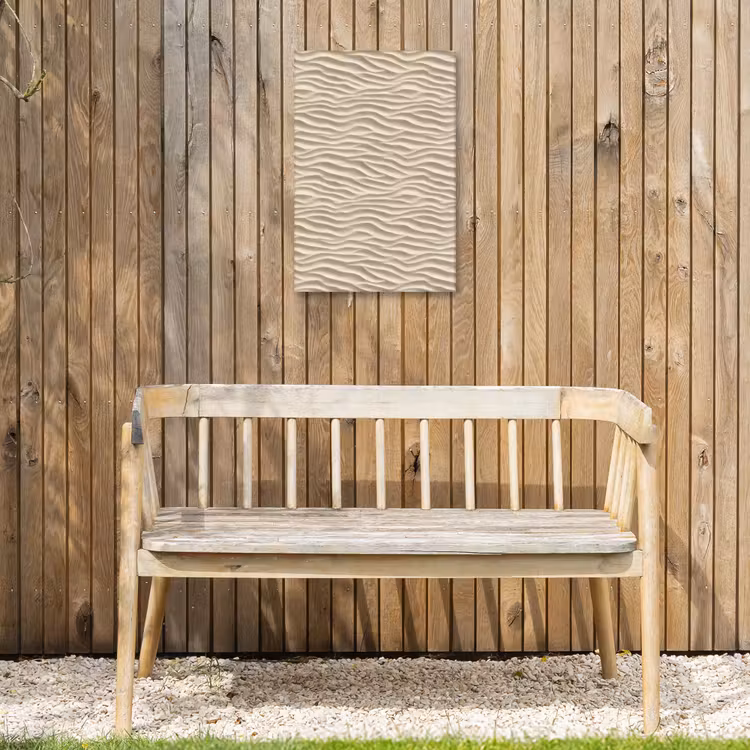 Zand - Golven - Beige Tuinposter op houten frame 2 cm dik klein 841 -sfeer4