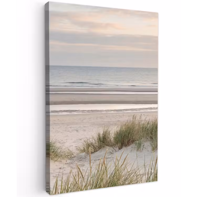 Zandstrand - Bewolkt - Duinen Tuinposter op houten frame 2 cm dik klein -3d