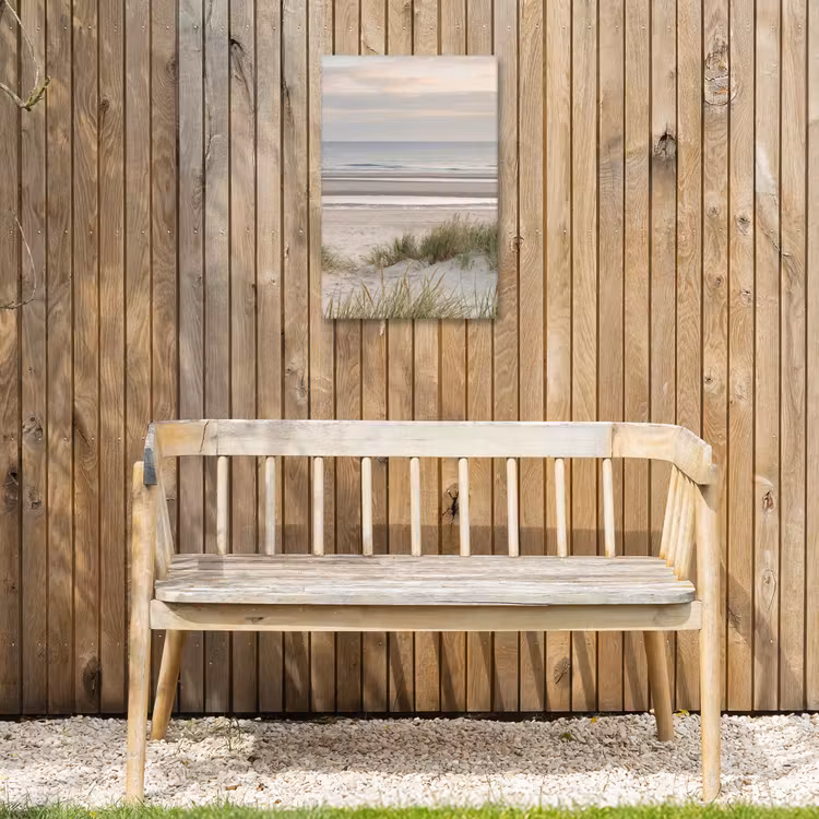Zandstrand - Bewolkt - Duinen Tuinposter op houten frame 2 cm dik klein -sfeer4