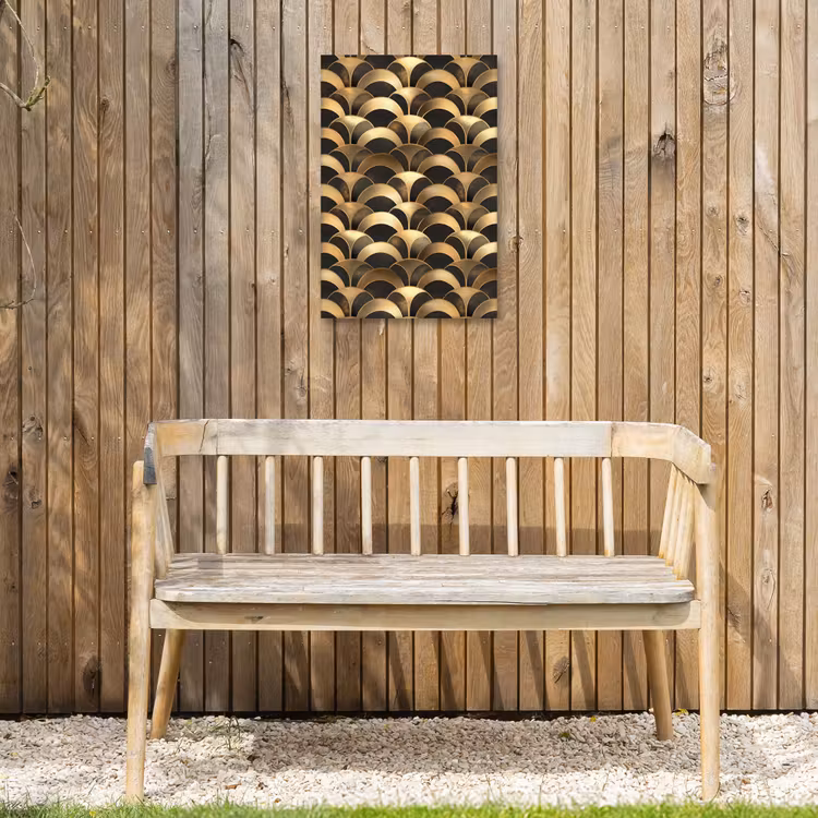 Schubben - Structuur - Goud Tuinposter op houten frame 2 cm dik klein 841 -sfeer4