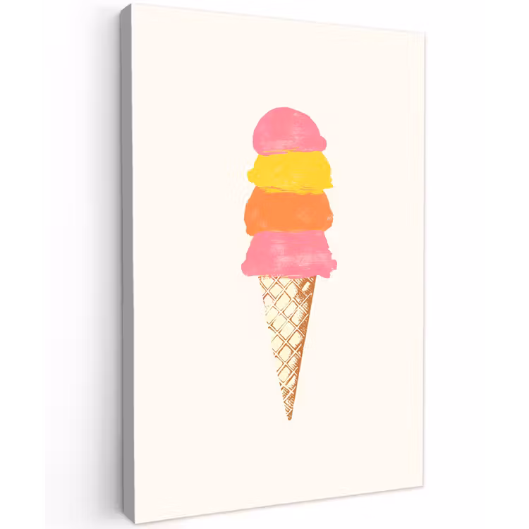 Schepijs - Hoorntje - Illustratie - Minimalistisch Tuinposter op houten frame 2 cm dik klein -3d