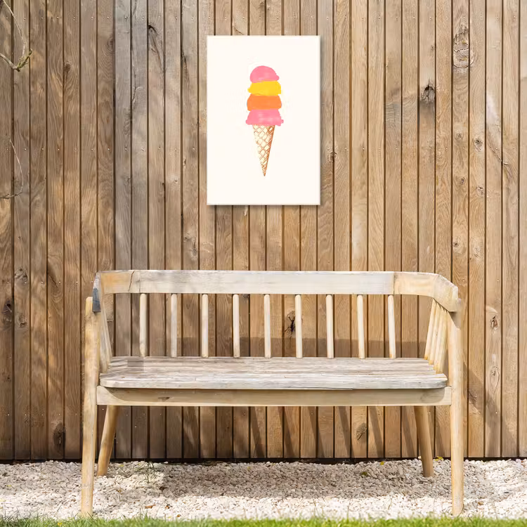 Schepijs - Hoorntje - Illustratie - Minimalistisch Tuinposter op houten frame 2 cm dik klein -sfeer4