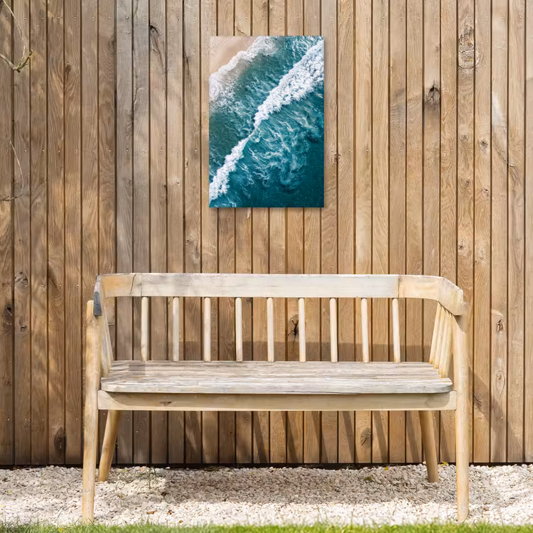 Zee - Strand - Golven - Natuur - Blauw Tuinposter op houten frame 2 cm dik klein -sfeer4