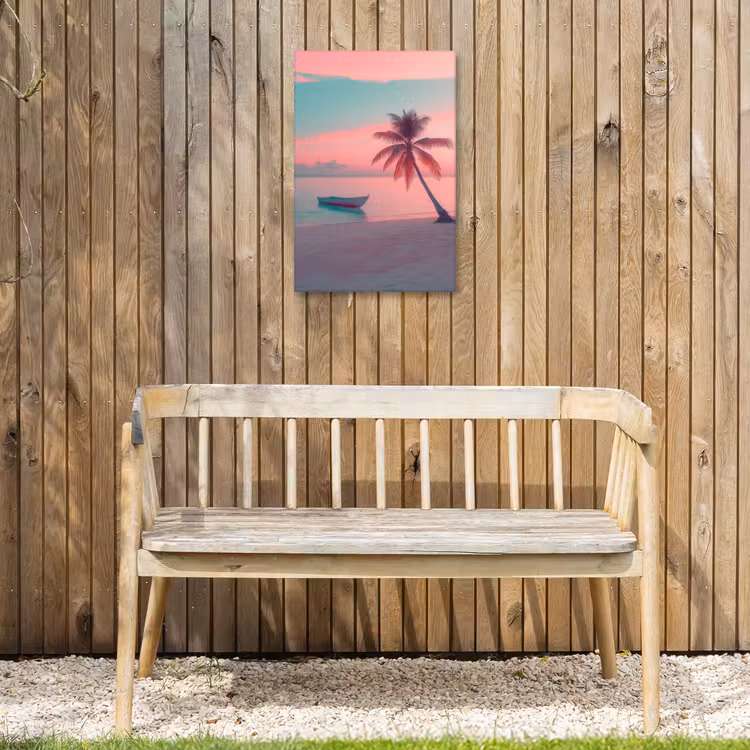 Zee - Boot - Zonsondergang Tuinposter op houten frame 2 cm dik klein -sfeer4