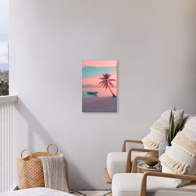 Zee - Boot - Zonsondergang Tuinposter op houten frame 2 cm dik klein -sfeer1